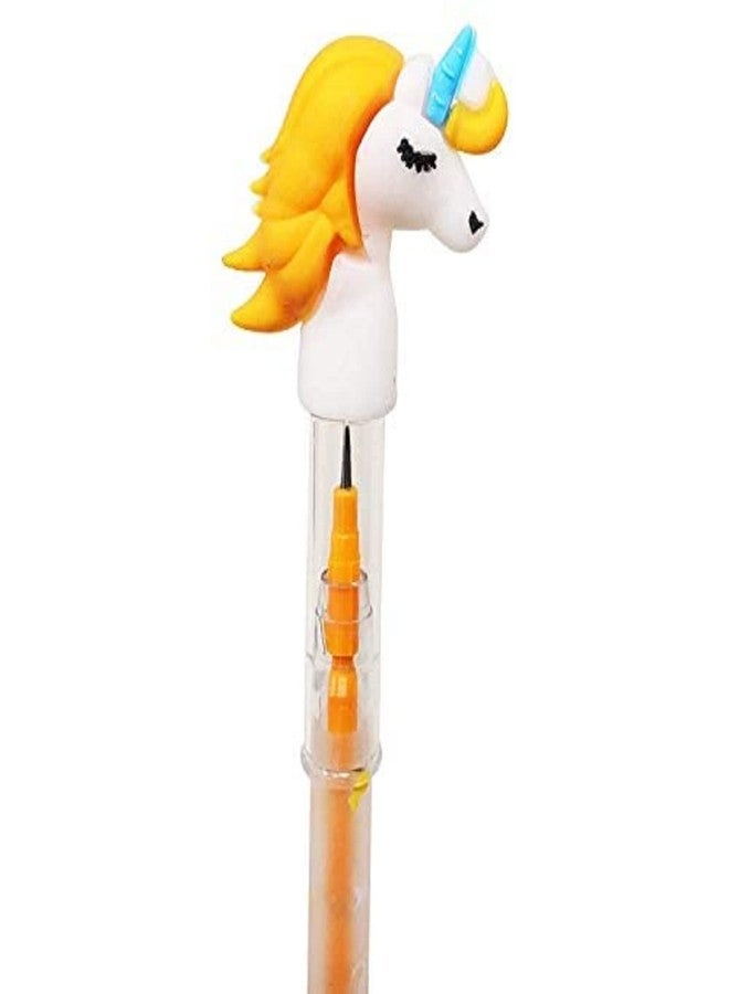 Peeplvalue مجموعة أقلام رصاص ملونة بتصميم يونيكورن من بيبل فاليو، 4 أقلام للبنات، بأغطية مطاطية على شكل يونيكورن، متعددة الألوان، هدية مثالية للحفلات وأعياد الميلاد لجميع الأعمار - Image 3